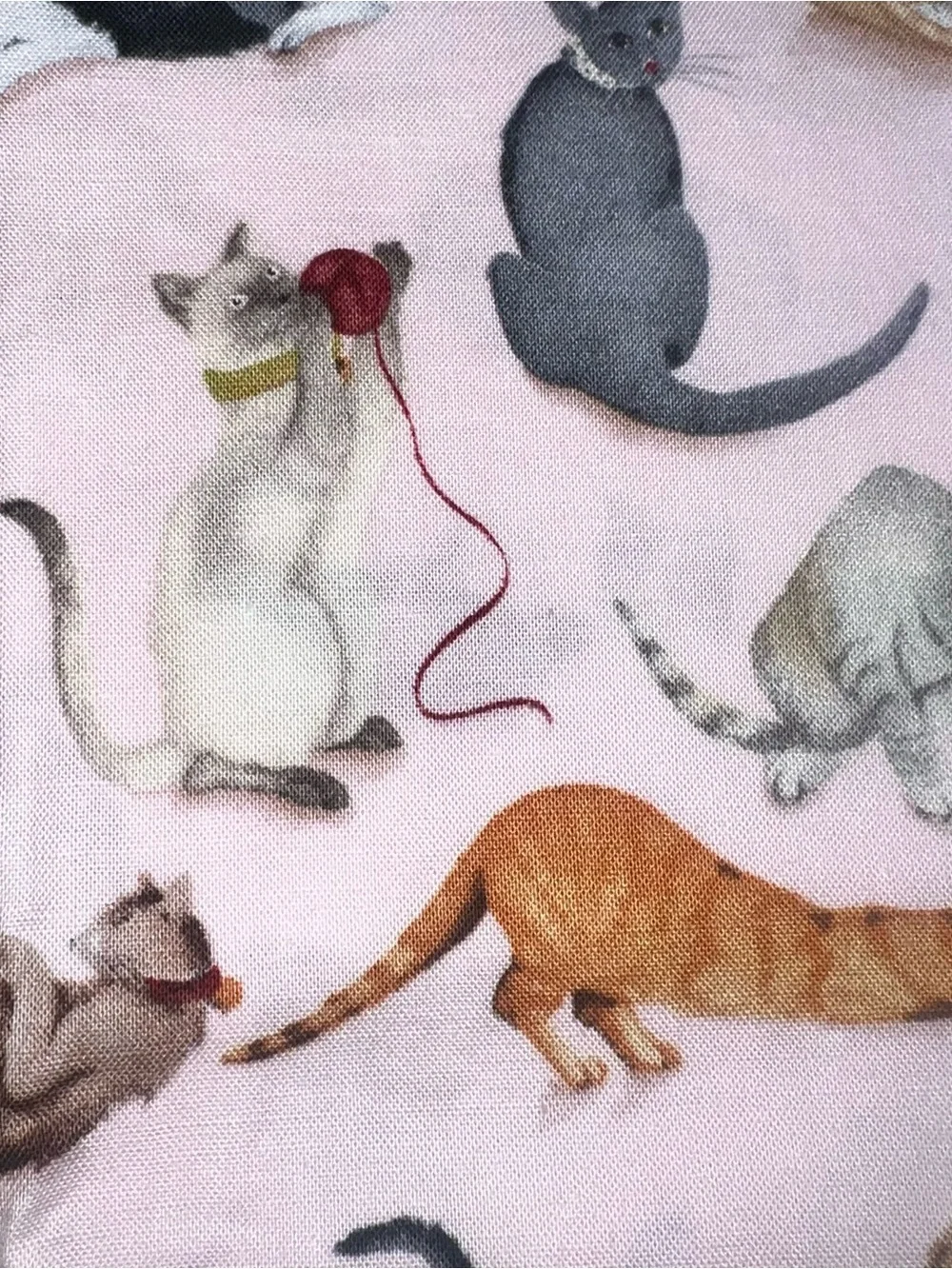 Handmade Cat Print Pillowcase Cat Pattern Pink Stripes New